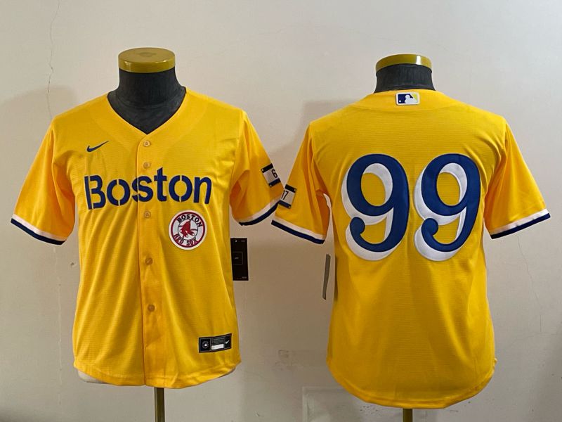 Youth 2025 Boston Red Sox #99 No Name Yellow Nike MLB Jersey 08